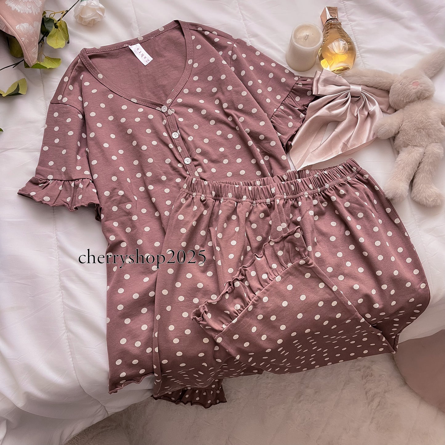 Ruffle Chocolate Dots Pj