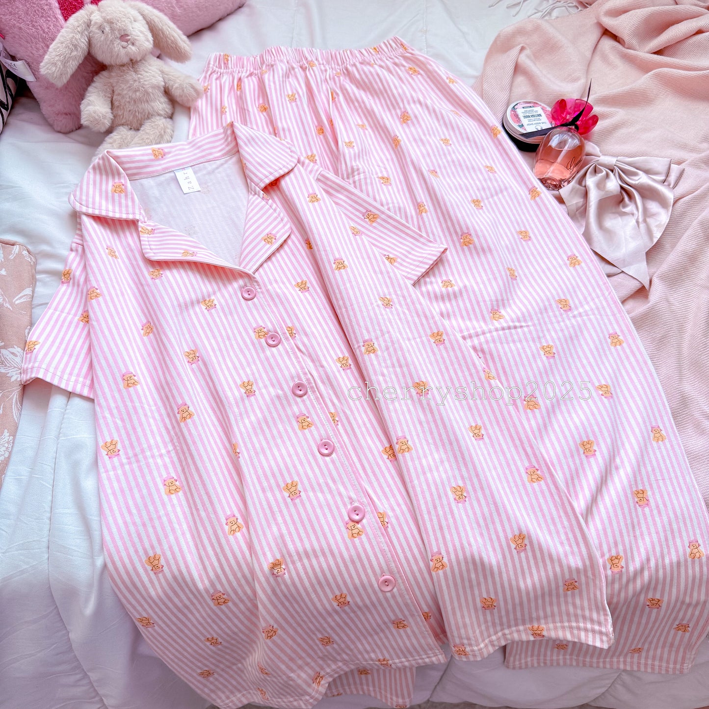 Teddy in Pink Stripes