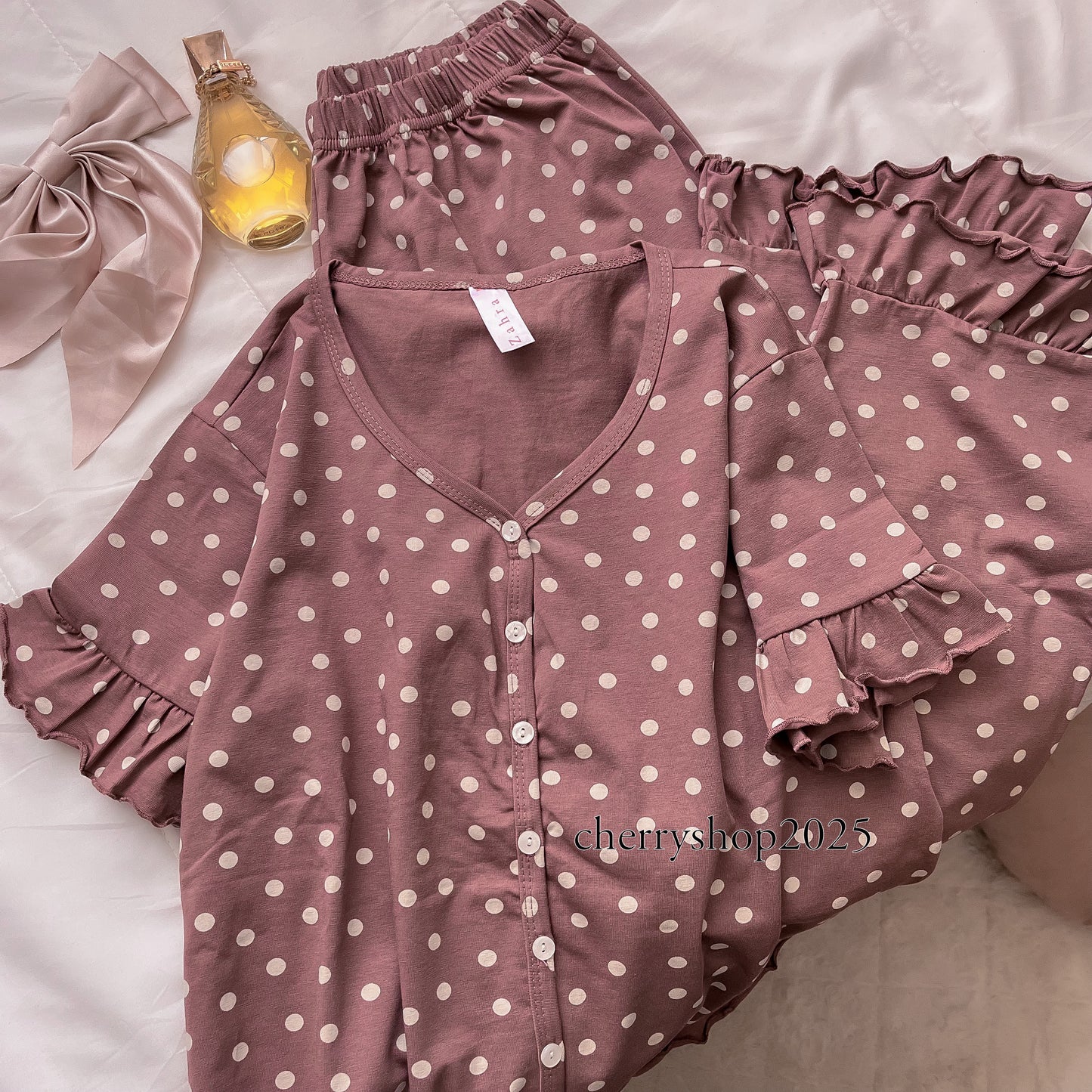 Ruffle Chocolate Dots Pj