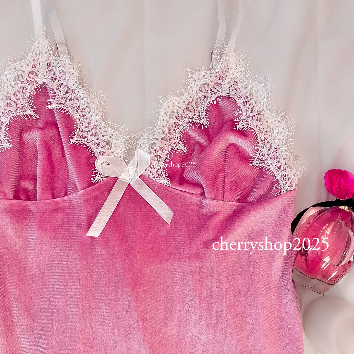 Pink Night Slip with Lace Trim