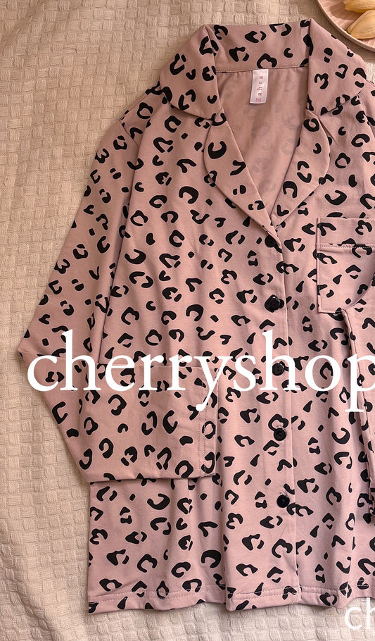 Leopard Pink Full Sleeve (توب فقط Top)