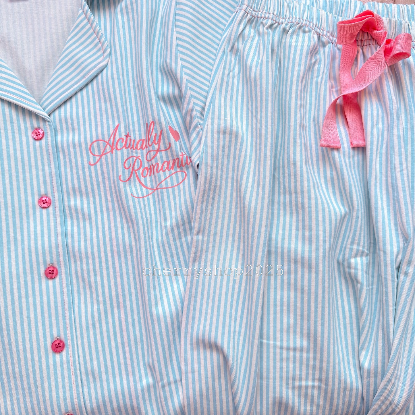 Light blue striped autumn pajamas