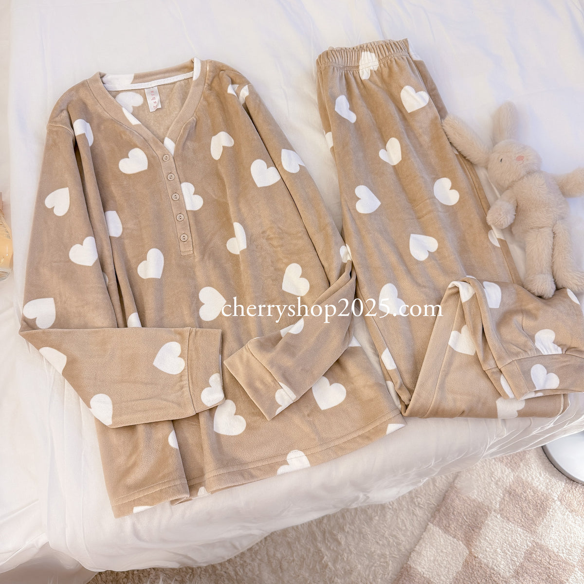 Beige Hearts PJ