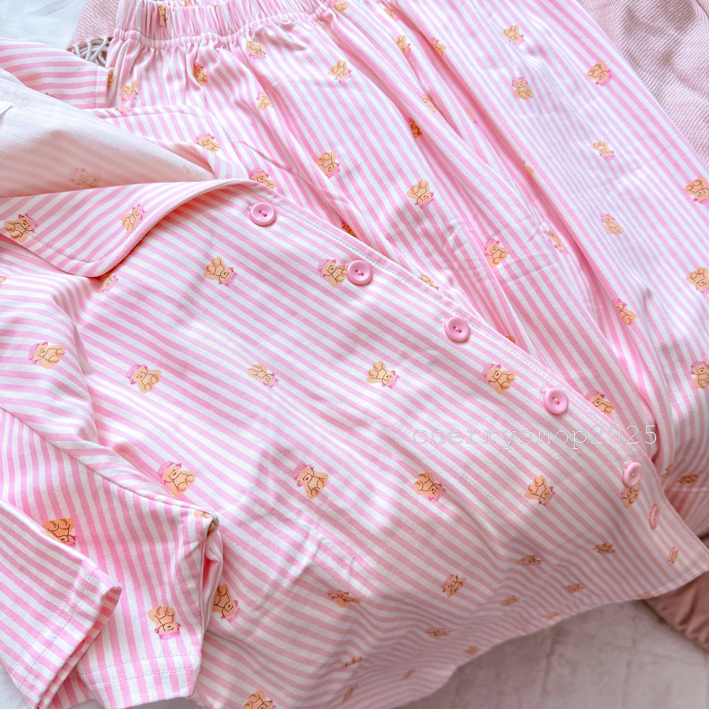 Teddy in Pink Stripes