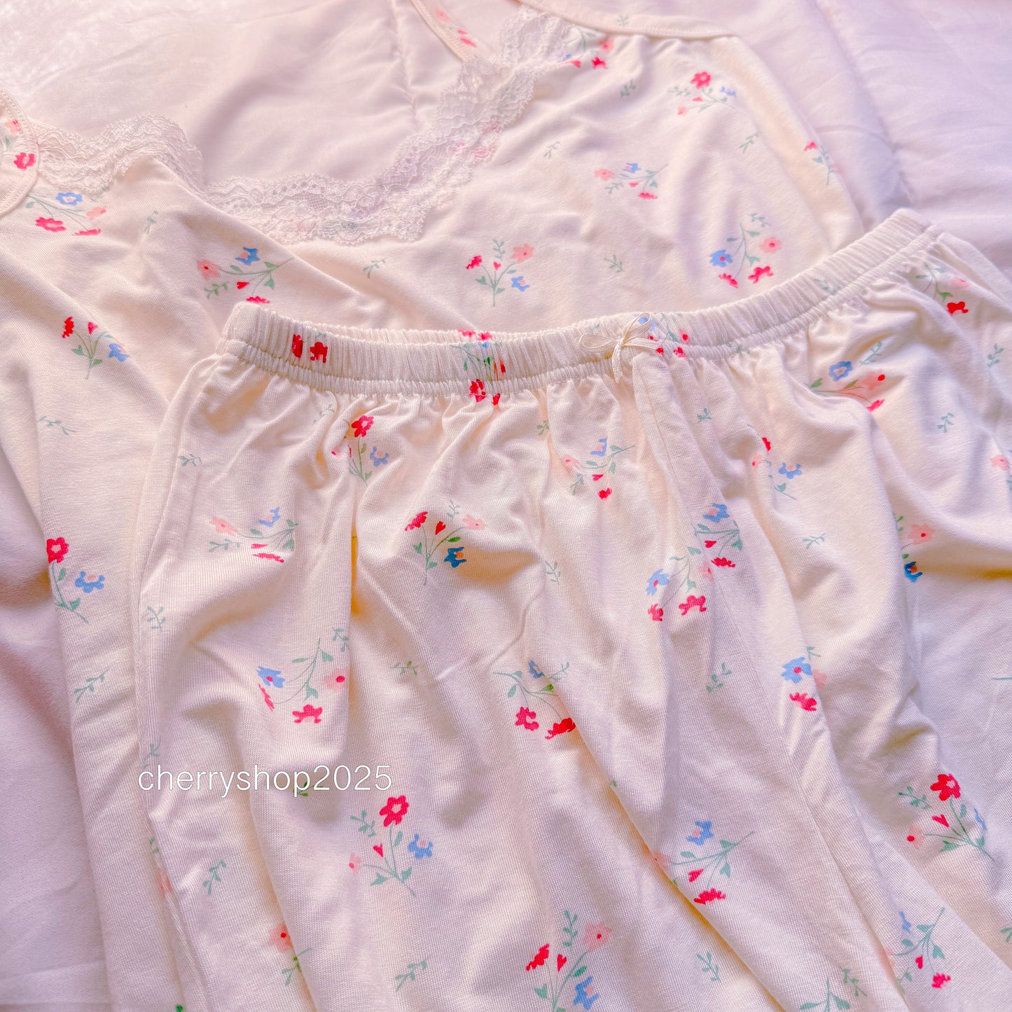 White Flowers Short Pj