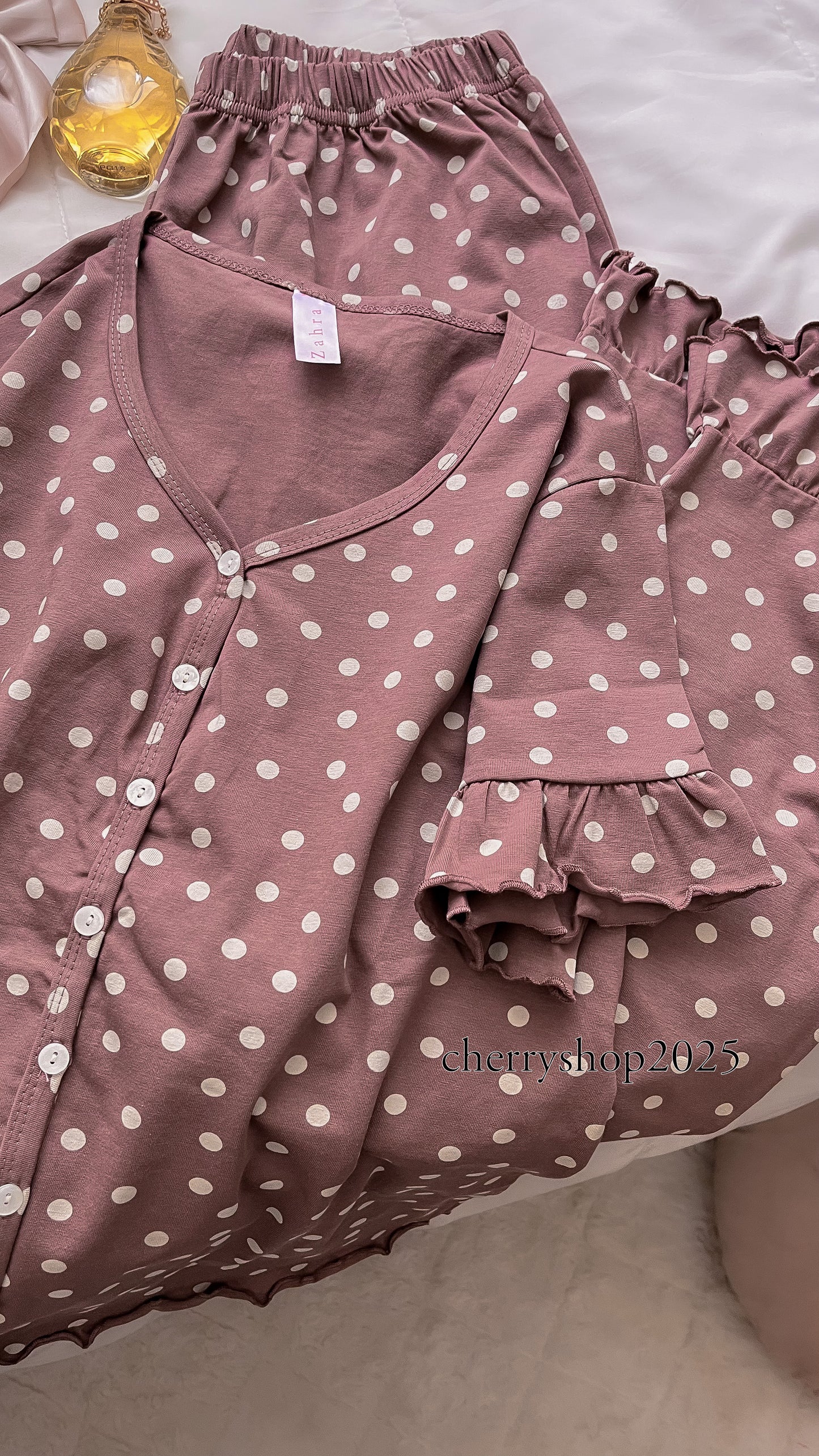 Ruffle Chocolate Dots Pj