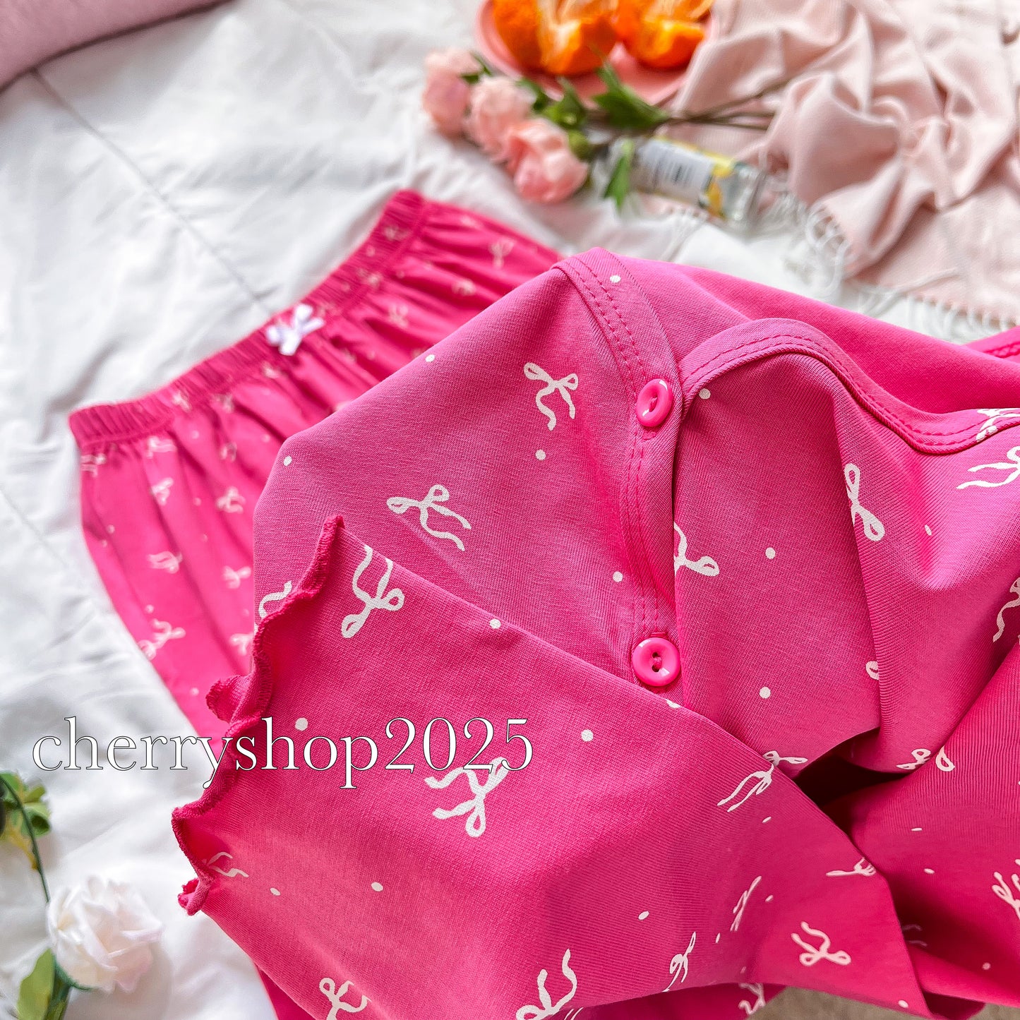 Fushia Bow Pajamas