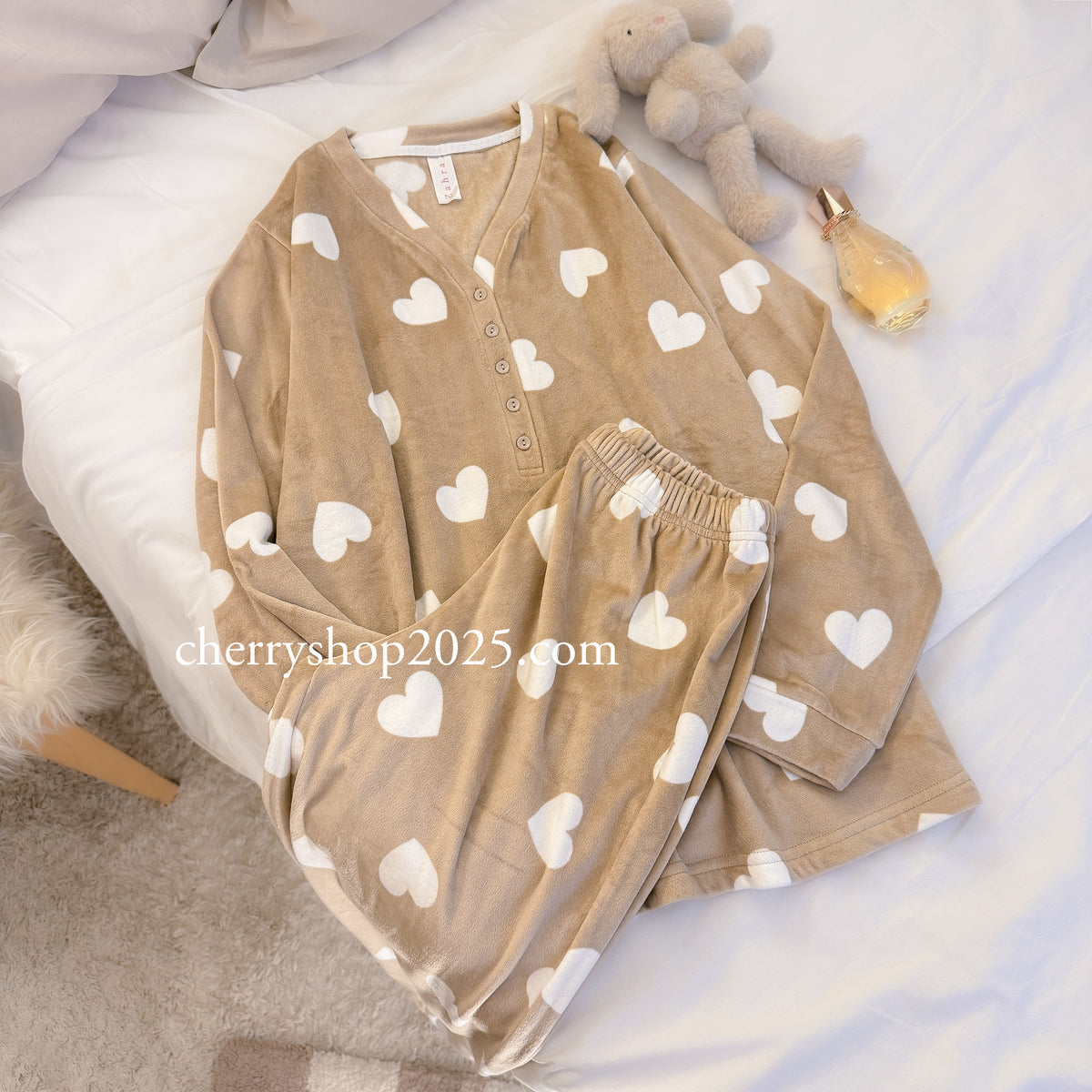 Beige Hearts PJ