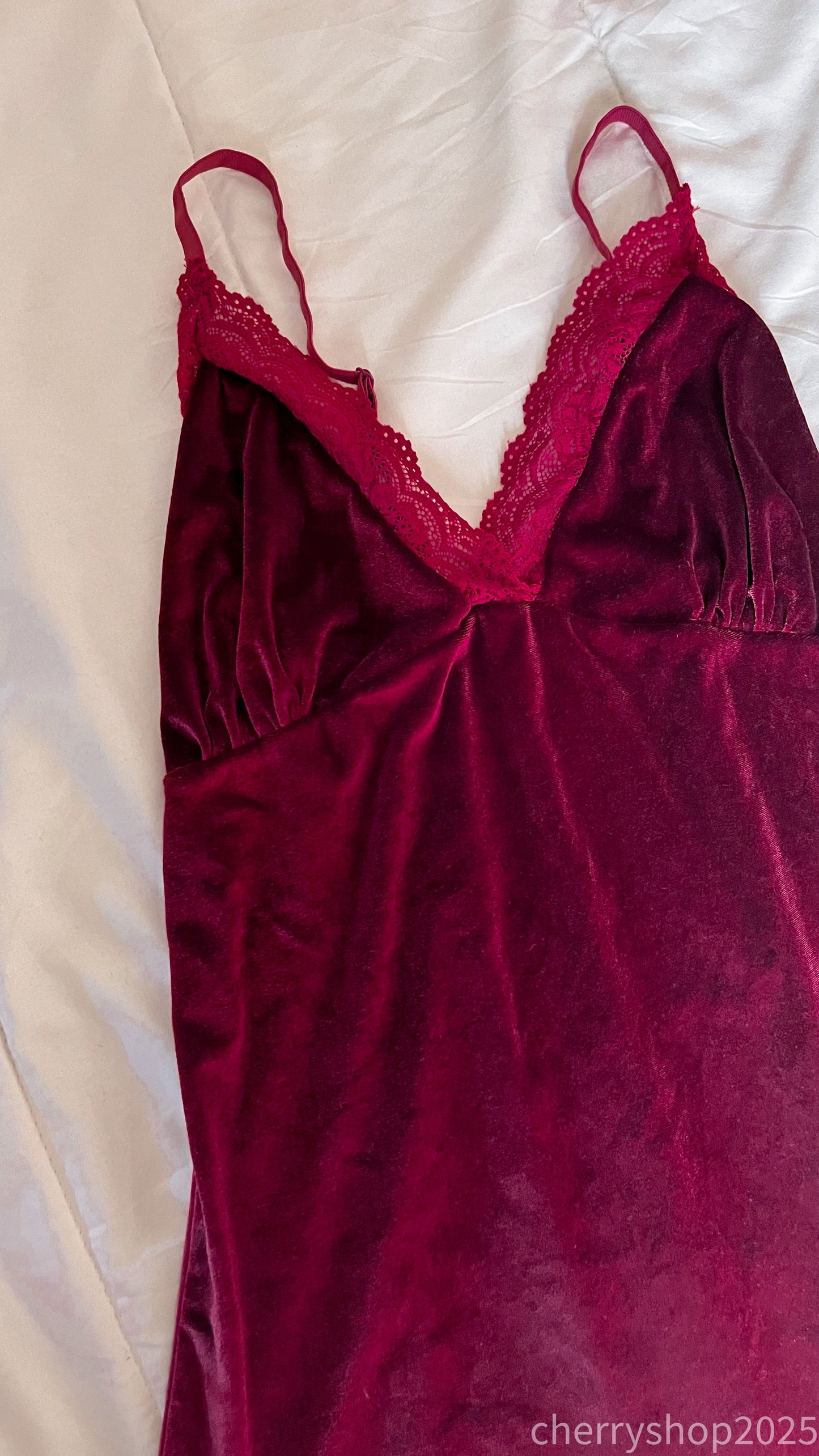 Burgundy  Velvet short Slip