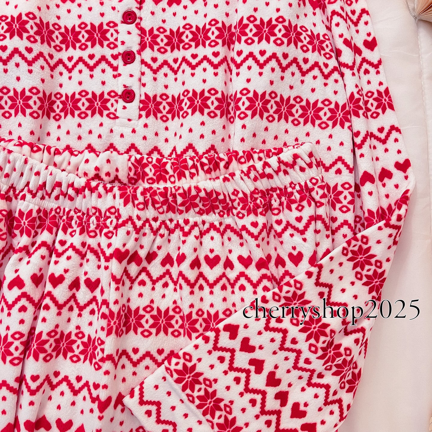 White Christmas Hearts Pajamas