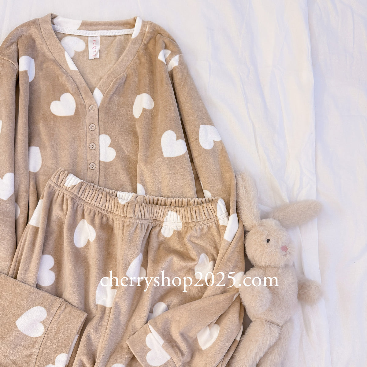 Beige Hearts PJ