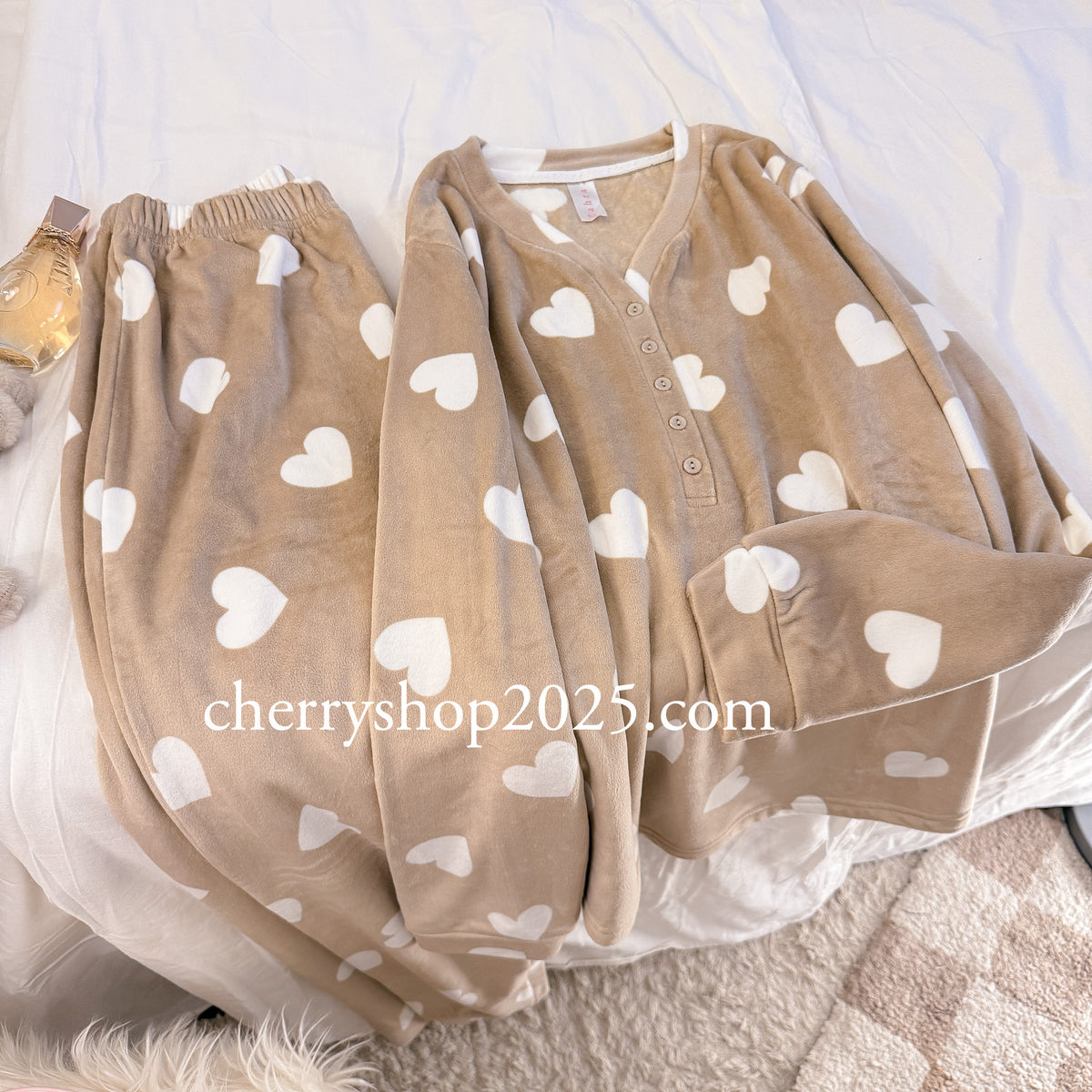 Beige Hearts PJ