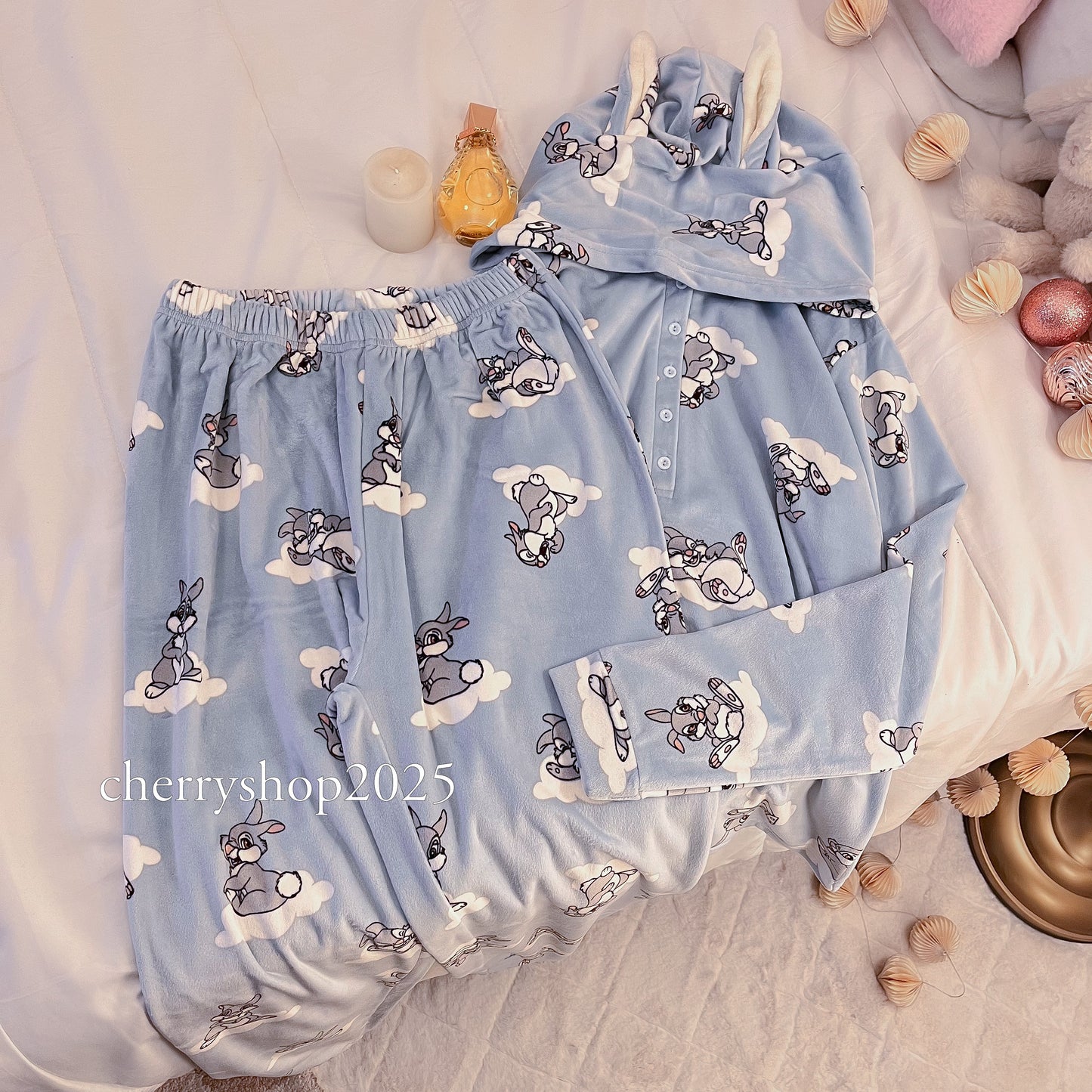 Blue Bunny Hoodie Pajamas