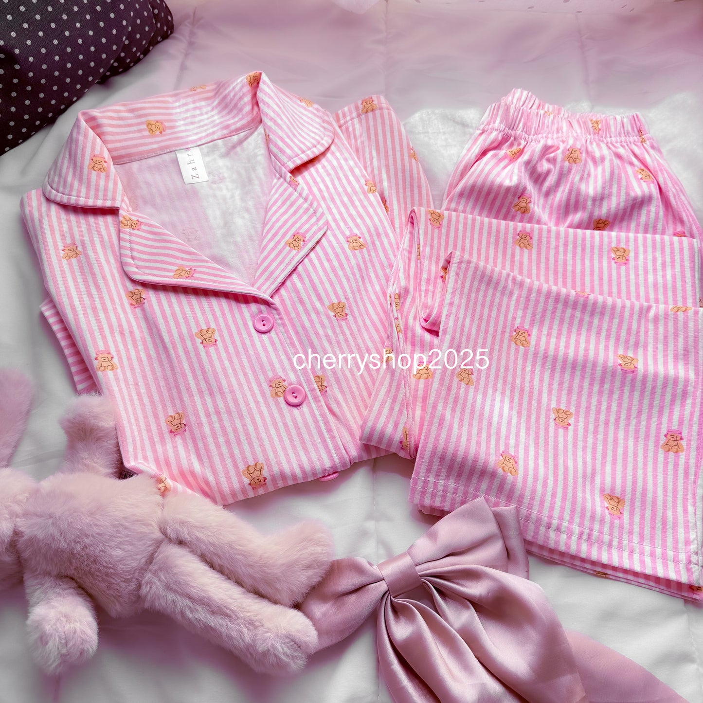 Teddy in Pink Stripes