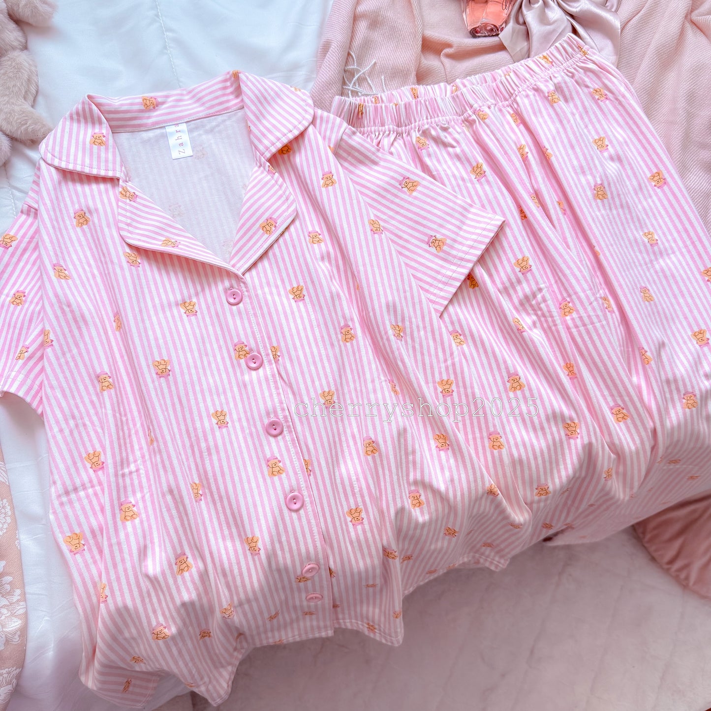 Teddy in Pink Stripes
