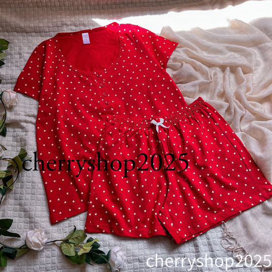 Red Mini Hearts Short Pj