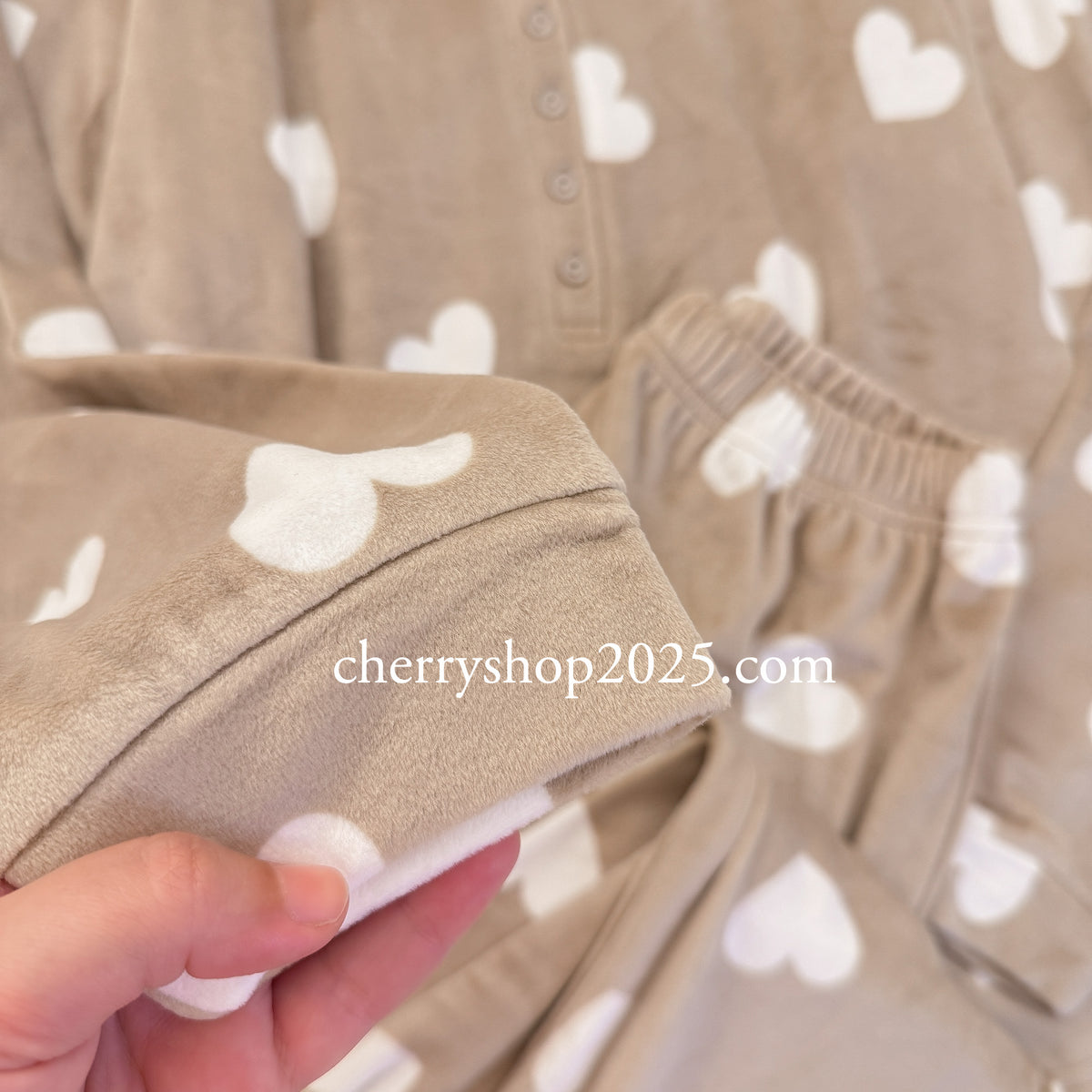 Beige Hearts PJ