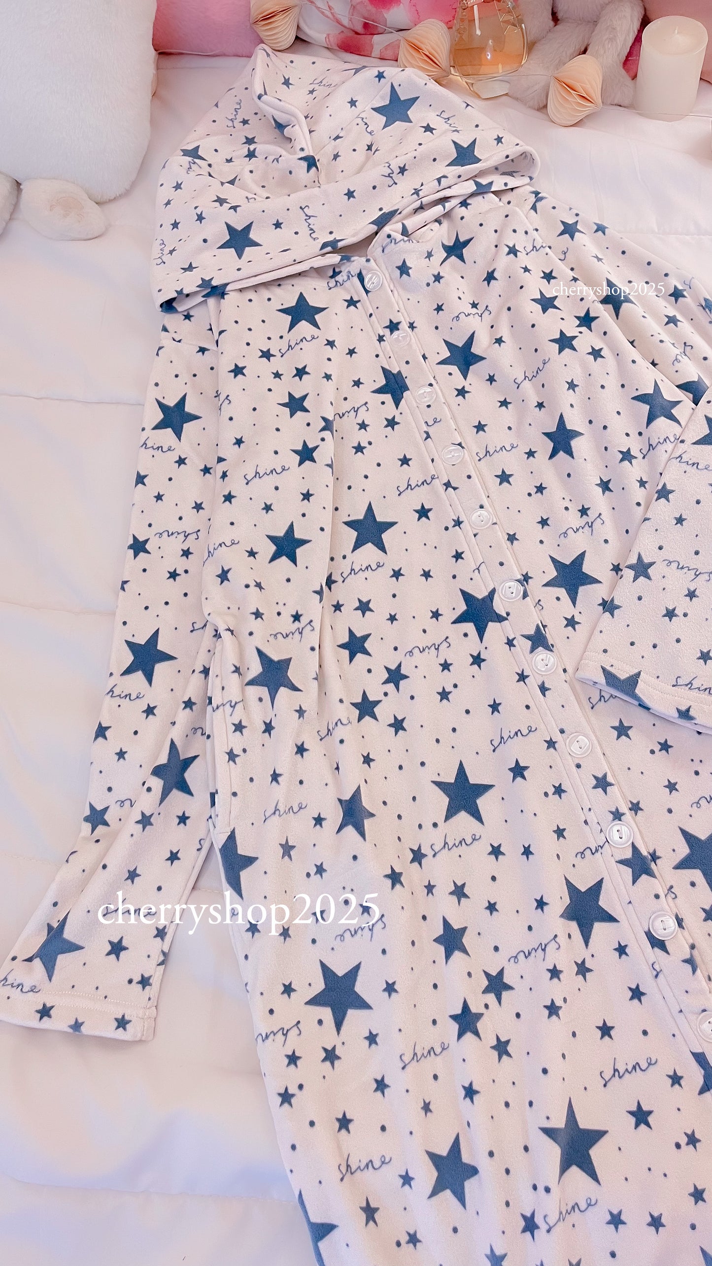 White Stars Blanketنايت شيرت