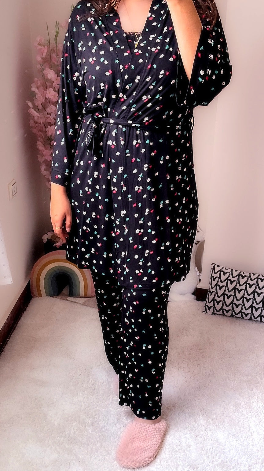 Black Flowers Kimono