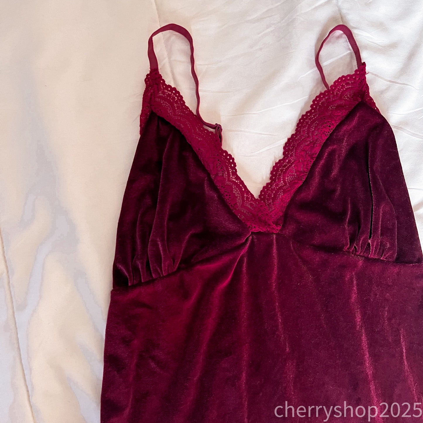 Burgundy  Velvet short Slip