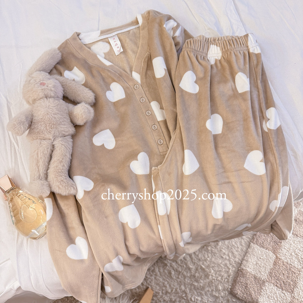 Beige Hearts PJ