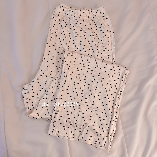 Black polka dot cotton trousers