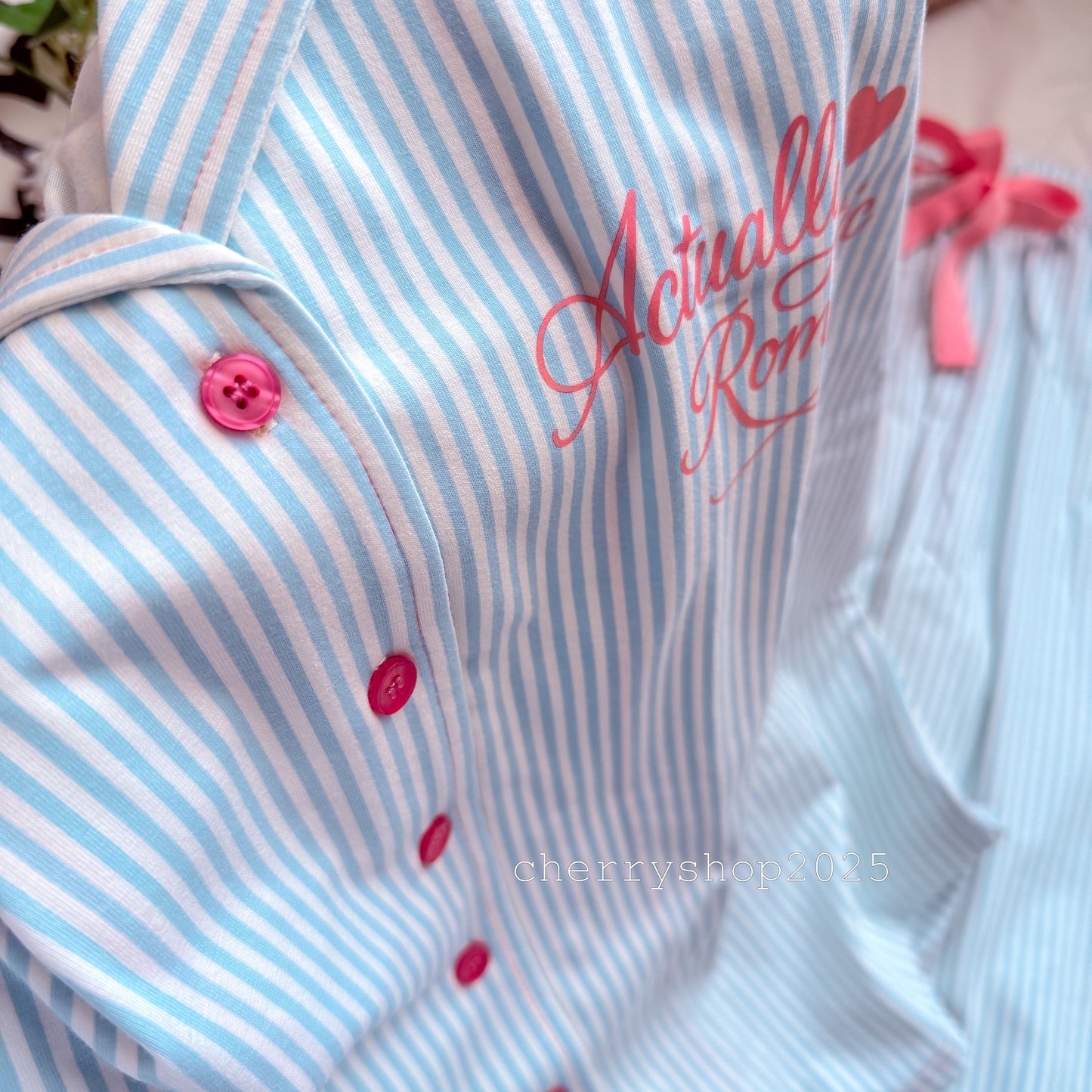 Light blue striped autumn pajamas
