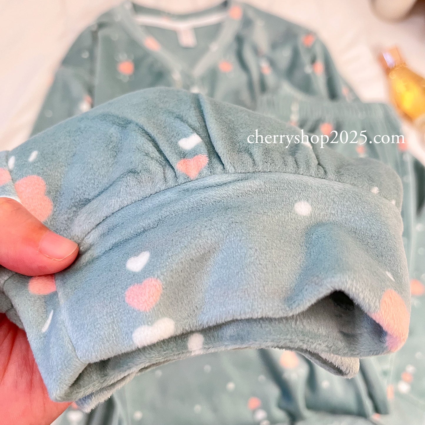 Mint Hearts Winter Pajamas