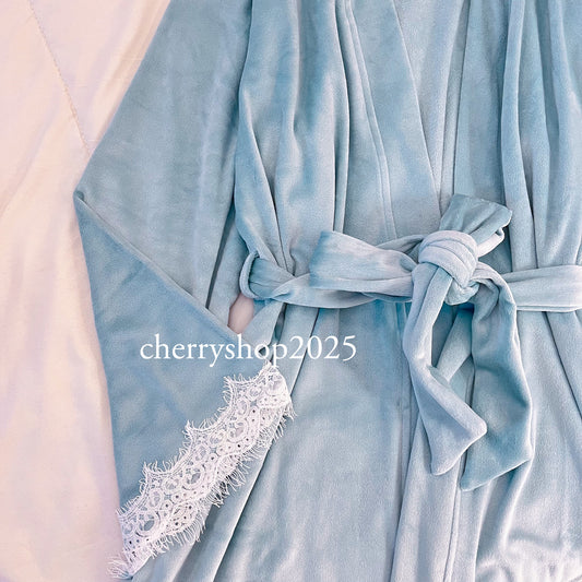 Baby Blue Bow Bridal Kimono  روب فقط