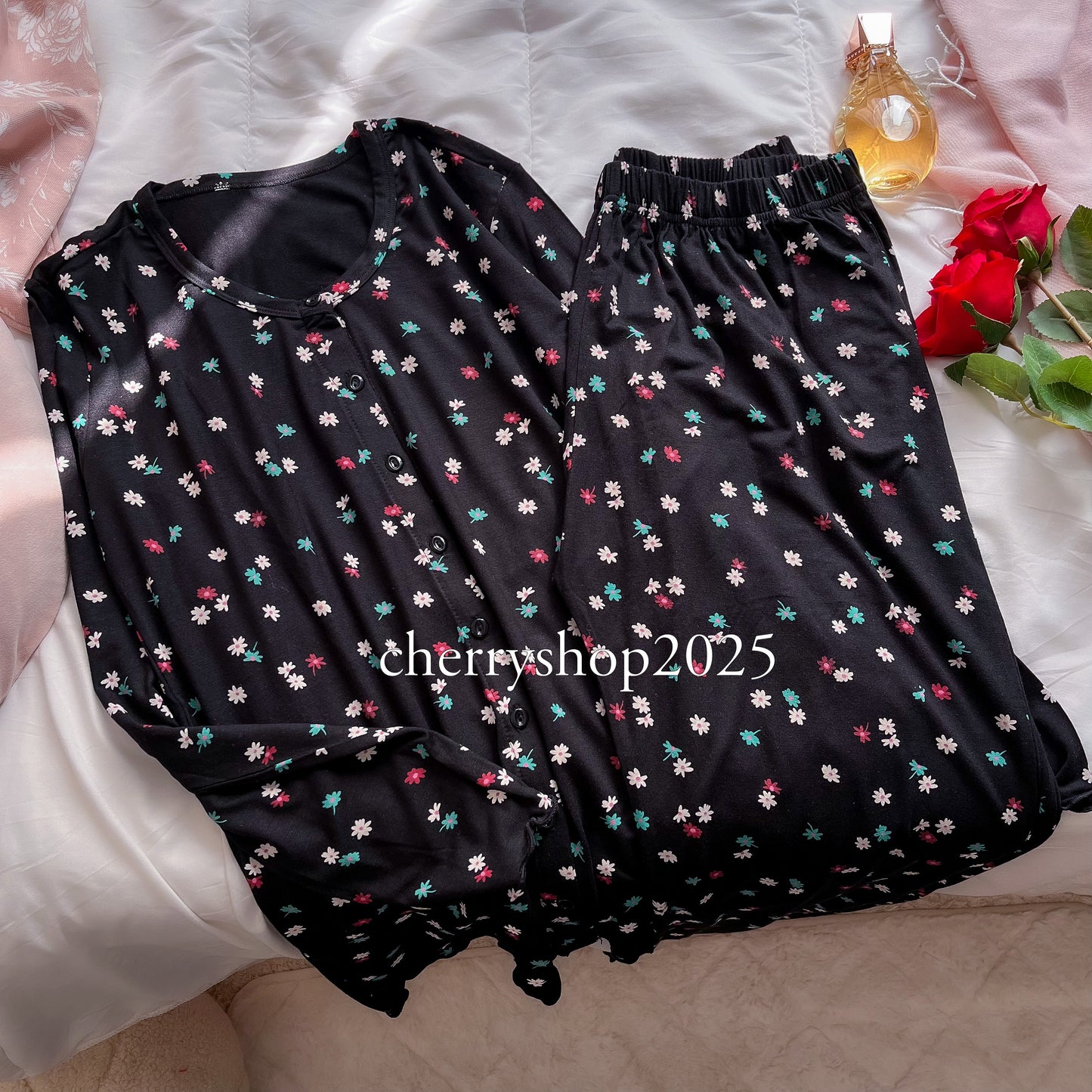 Flowers Black PJ