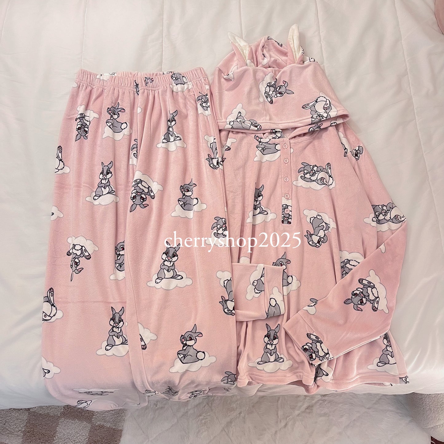 Pink Bunny Hoodie Pajamas