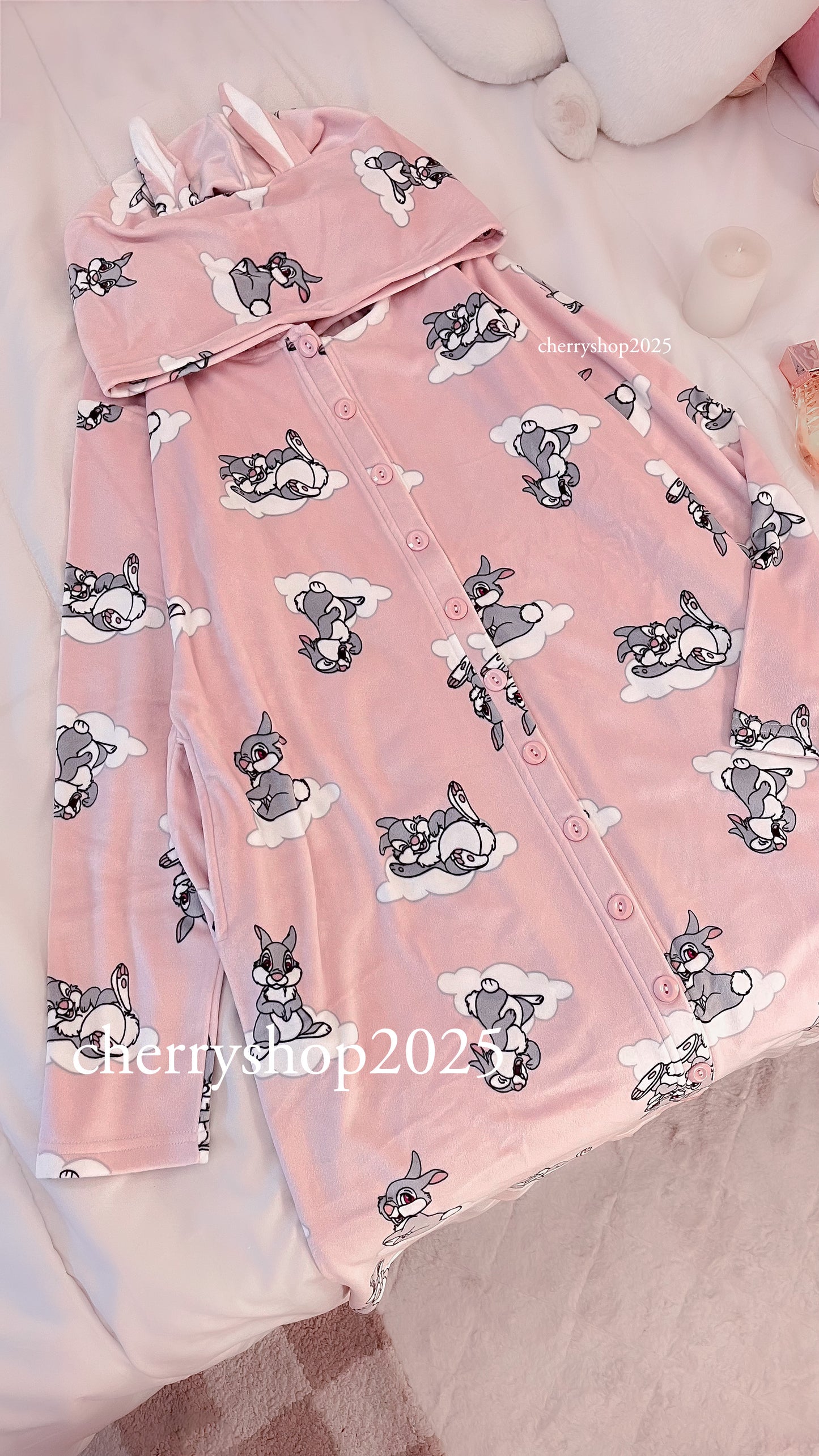 Pink Bunny Blanket نايت شيرت