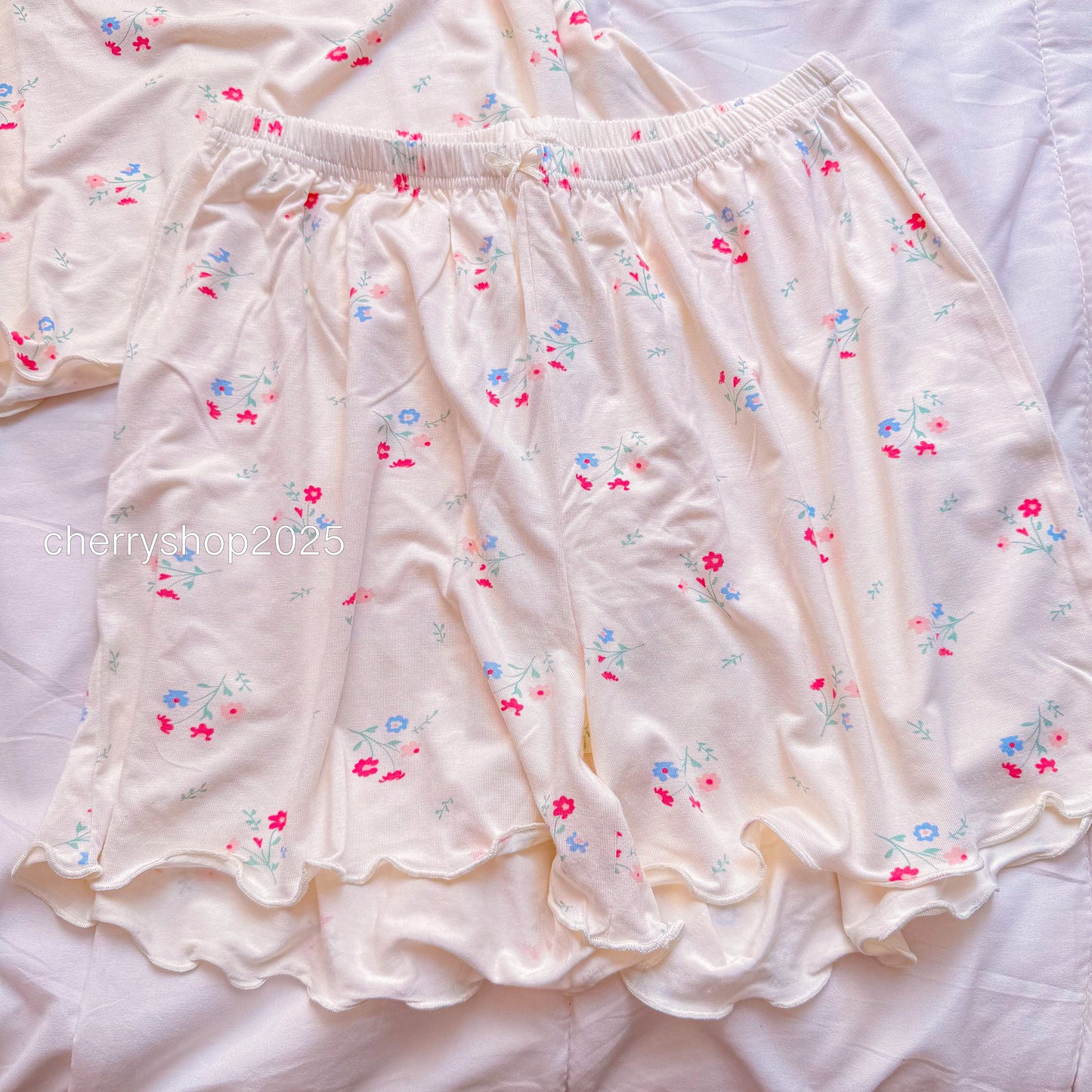 White Flowers Short Pj