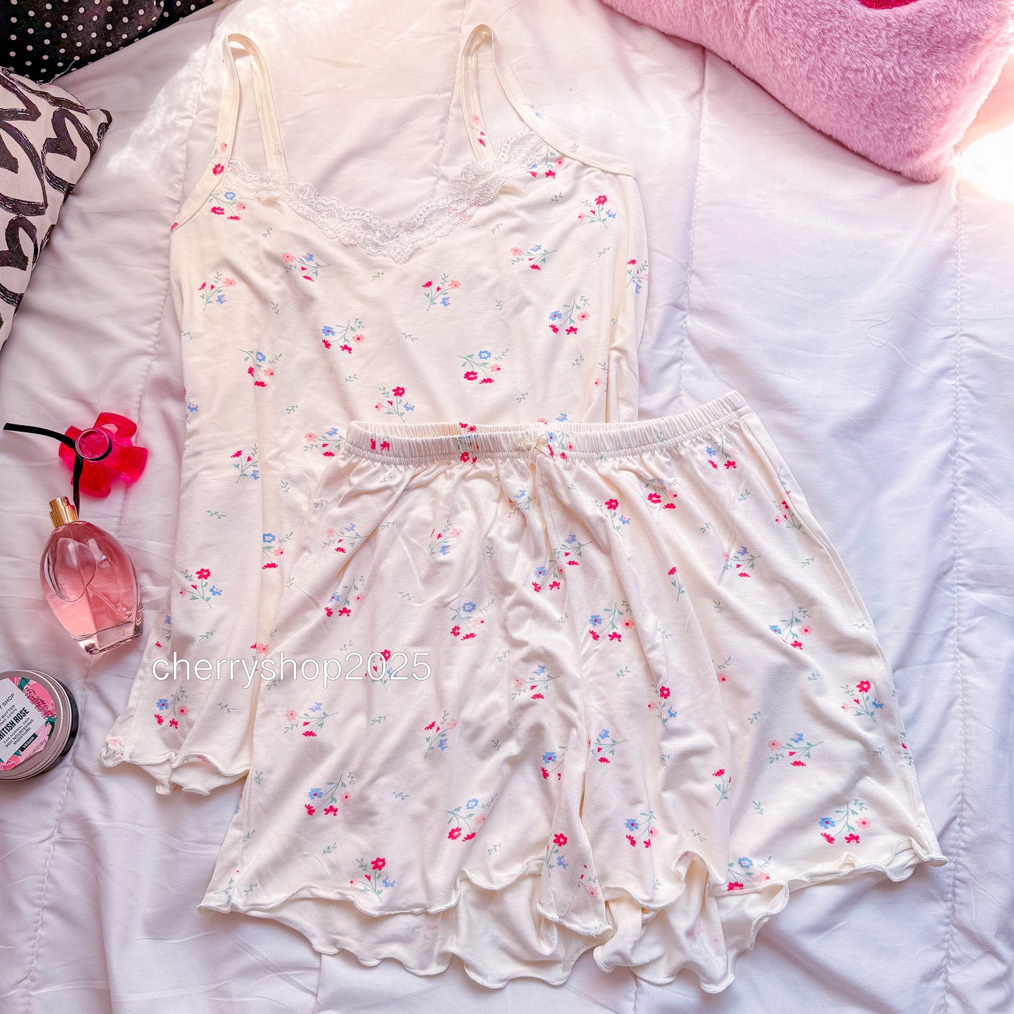 White Flowers Short Pj