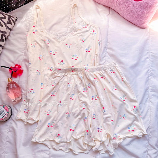 White Flowers Short Pj