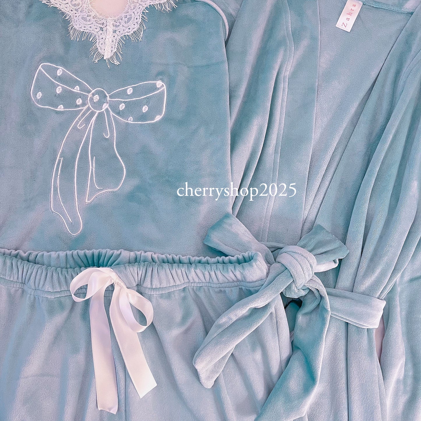 Baby Blue Bow Bridal Kimono PJ