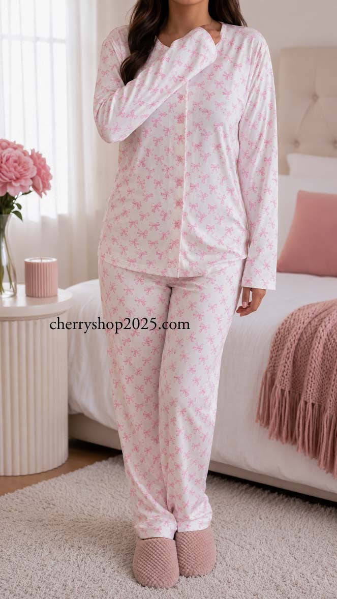 Light blue striped autumn pajamas