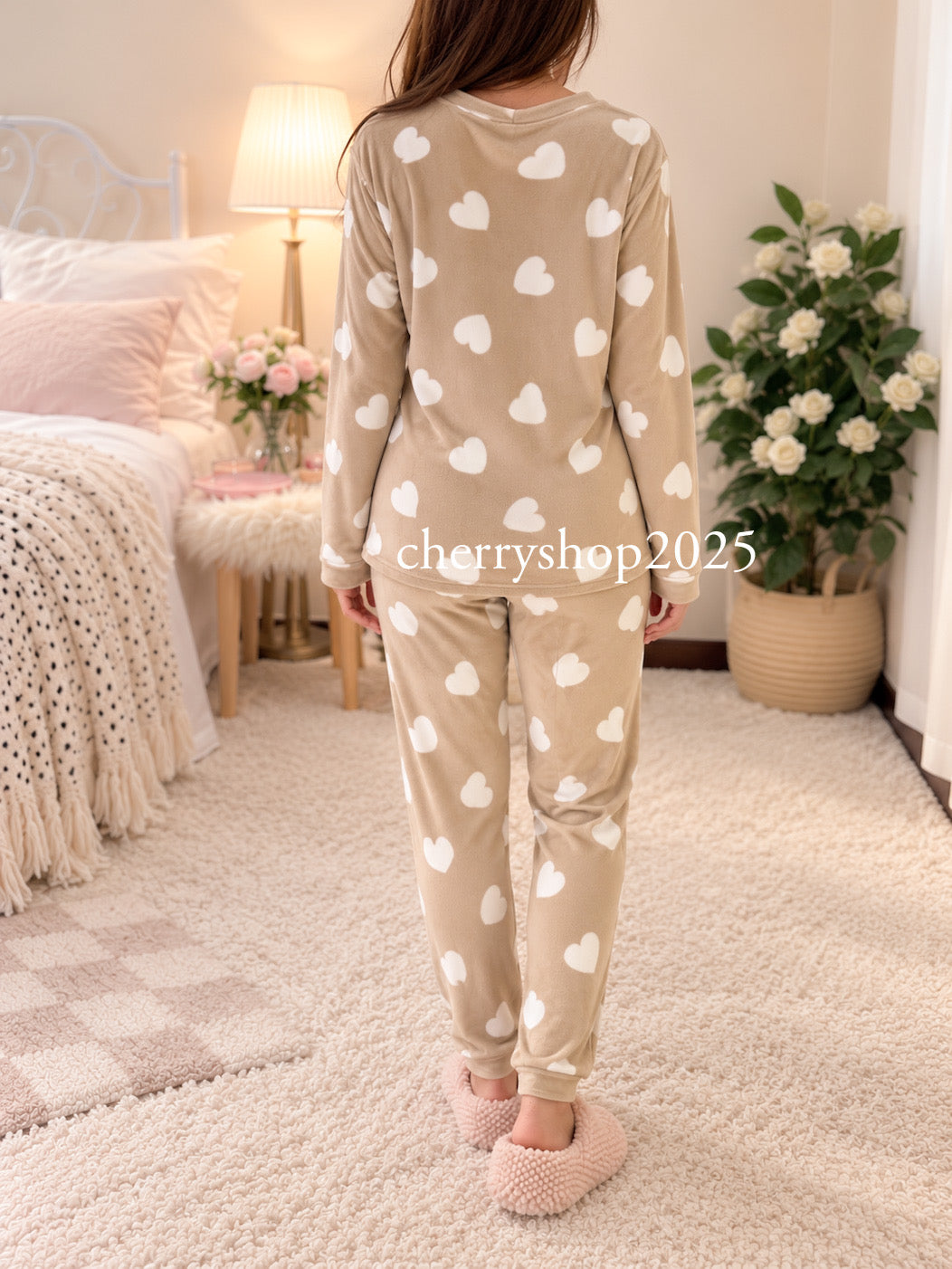 Beige Hearts PJ