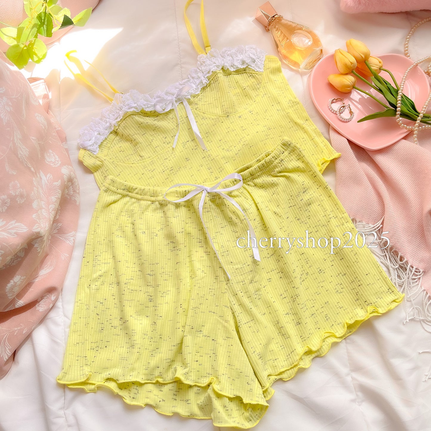 Yellow Ribbed Short Pj