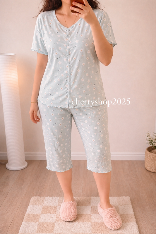 Sweet Daisy short sleeve (long short pajamas)